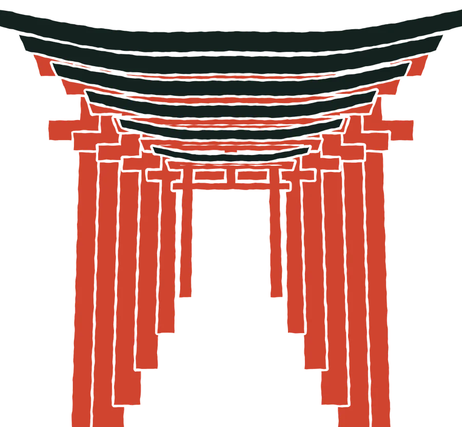 O túnel de mil torii vermelhos do santuário de Inari